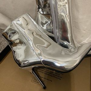 INC Metallic Silver Booties